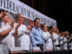 Aristóteles acudió a la elección del Comité Ejecutivo Estatal de la Federación de Trabajadores. ESPECIAL / Aristóteles Sandoval