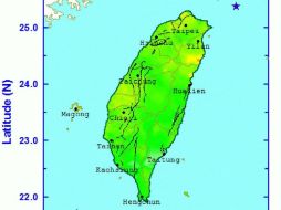 Imagen facilitada por el Servicio Meteorológico de Taiwán que muestra el epicentro del sismo. EFE / Taiwan Central Weather Bureau