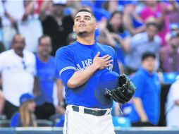 Buena labor. El lanzador mexicano Roberto Osuna se apuntó su decimocuarto salvamento de la temporada. AP / F. Thornhill