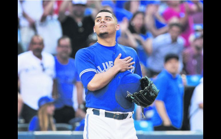 Buena labor. El lanzador mexicano Roberto Osuna se apuntó su decimocuarto salvamento de la temporada. AP / F. Thornhill