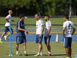 La ''Albiceleste'' entrenó este día en el Rice Stadium de Houston, antes de viajar a Nueva York. EFE / A. M. Sprecher