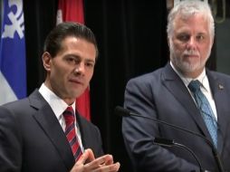 El Presidente Enrique Peña Nieto, ante el primer ministro de la provincia de Quebec, Philippe Couillard. YOUTUBE / Gobierno de la República