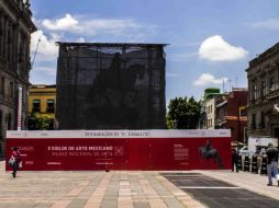 Uno de los primeros pasos que se realizarán será liberar a la escultura del andamiaje y mallas que lo resguardan. SUN / A. Martínez