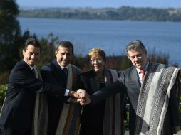 Los presidnetes Enrique Peña, Ollanta HUmala, Michelle Bachelet y Juan Manuel Santos. AP / Presidencia de Chile