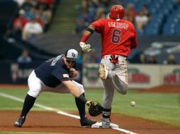 Los Ángeles cayó por 4-2 ante Mantarrayas de Tampa Bay, en el Tropicana Field. AFP / B. Blanco