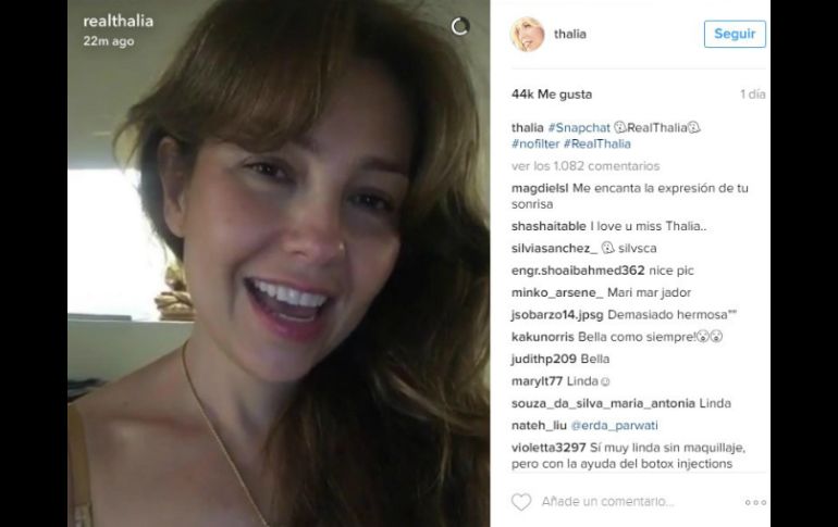 A sus 44 años, la intérprete luce un bello rostro en el que resalta su característica sonrisa. INSTAGRAM / thalia