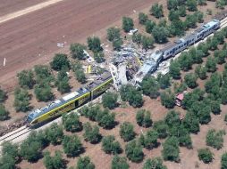 El accidente sucedió en una línea de vía única en una zona deshabitada. EFE / Brigada de Bomberos de Italia