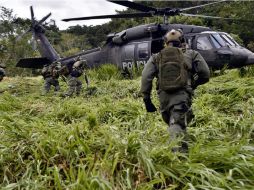 Miembros del Escuadrón Antidrogas de Colombia durante uno de los operativos, en el municipio de Calamar. AFP / G. Legaria