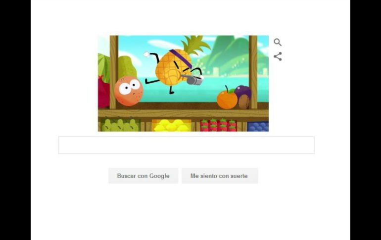 El ''doodle'' de este día promociona la aplicación, donde los usuarios pueden competir con frutas por medallas. ESPECIAL /