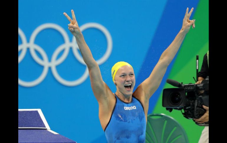 Sjostrom, que en la semifinal quebró la marca olímpica, paró este domingo el cronómetro en 55.44 segundos. AP / L. Jin-man