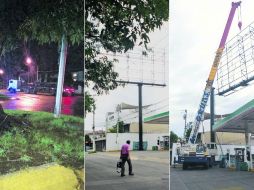 Los momentos del espectacular. De noche comenzó la instalación de la estructura, pero antes de las 18:00 ya había sido desarmada. ESPECIAL /