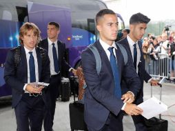 Los jugadores del Real Madrid llegan a Trondheim, sede del partido de la Supercopa. TWITTER / @realmadrid