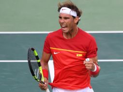 Rafael celebrando un punto en su partido. AFP / L.Acosta