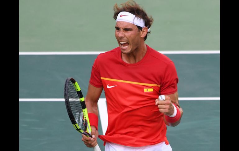 Rafael celebrando un punto en su partido. AFP / L.Acosta