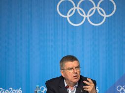 El presidente del COI Thomas Bach en una conferencia de prensa. MEXSPORT / O.Aguilar