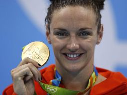 Katinka Hosszú feliz por ganar oro en estos Juegos Olímpicos. AFP / O.Andersen