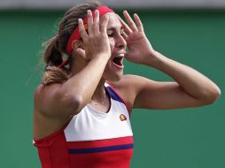 Mónica al borde del llanto tras pasar a la final. AP / C.Krupa