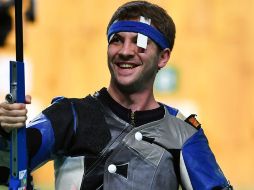 Henri Junghaenel sonriente tras ganar el oro olímpico. AFP / P.Guyot