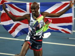 Farah celebra su triunfo la noche de este sábado en Río 2016. EFE / A. Lacerda