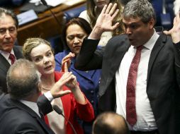 El segundo día del juicio tuvo un tenso inicio cuando se discutió un comentario hecho el día previo por la senadora Gleisi Hoffmann. AFP / M. Camargo