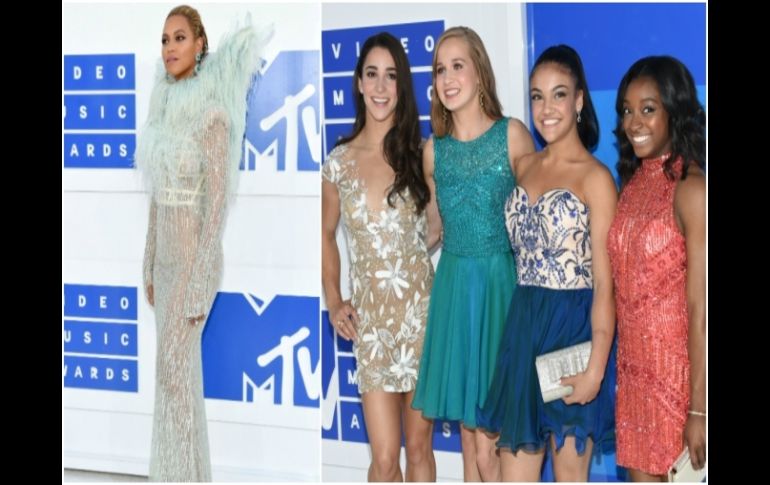 La estrella del pop Beyoncé, las campeonas olímpicas de gimnasia y la rapera Nicki Minaj centraron la atención en la alfombra roja. ESPECIAL /