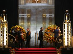 Al interior del 'Palacio de Mármol', en la escalinata principal, ya están colocados el Mariachi de Mi Tierra y el Mariachi Gama Mil. AP / R. Blackwell