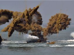 Corea del Sur realizó ejercicios para celebrar el 66 aniversario de la Batalla de Incheon, que cambió el curso de su historia. AFP / Y. Jung