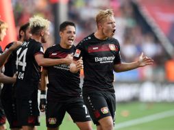 Las esperanzas del Leverkusen de repuntar tras una derrota en la primera fecha fueron alimentadas por el regreso de Javier Hernández. AFP / P. Stollarz