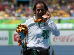 Salvador Hernández se adjudica la presea de bronce en los 100 metros masculino T52. EFE / M. Sayão