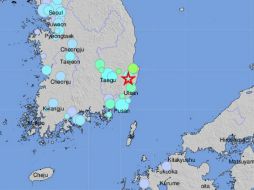 El movimiento telúrico, que se sitió en la provincia de Gyeongsang, no causó víctimas ni daños materiales. EFE / USGS