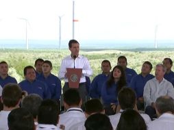 Peña Nieto destacó que el parque eólico cuenta con una inversión de 650 millones de dólares. TWITTER / @PresidenciaMX