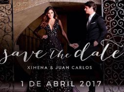 En la fotografía se lee: 'Save the date. Ximena & Juan Carlos. 1 de abril de 2017'. INSTAGRAM / @ximenaNR