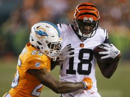 A.J. Green (#18) fue el gran aliado del mariscal de campo de los Bengals, Andy Dalton. Hizo un touchdown en el primer cuarto. AP / G. Landers