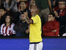 Cardona festeja tras haber marcado gol para Colombia. AP / C. Olmedo