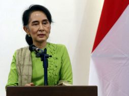 La nobel de la Paz Aung San Suu Kyi, evitó señalar responsables por el estallido de violencia. EFE / H. Htet