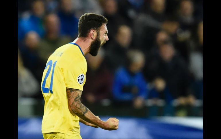 Layún celebra su gol el martes pasado. AFP / ARCHIVO