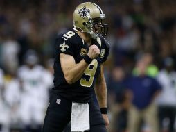 Drew Brees, de los Santos, celebra durante el partido. AFP / J. Bachman