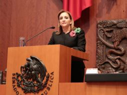 Ruiz Massieu durante su comparecencia por la Glosa del IV Informe de Gobierno. NTX / Senado