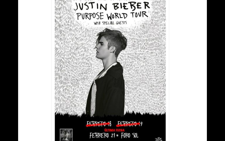 Ante la exigente demanda que ha tenido el 'Purpose World Tour', Bieber abrió la última fecha el 21 de febrero. TWITTER / @ocesa_pop