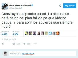 Durante toda la campaña del republicano, el mexicano estuvo criticando duramente al político. TWITTER / @GaelGarciaB