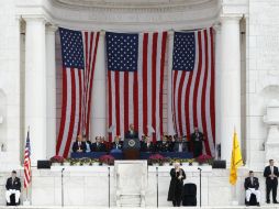 Para Obama, el instinto de Estados Unidos, que representan los veteranos de guerra, es encontrar fortaleza” en el credo común. AP / C. Kaster