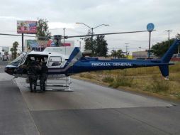 El lunes, el helicóptero usado en el operativo de Fiscalía recogió a un herido en Patria y Río Nilo. ESPECIAL /