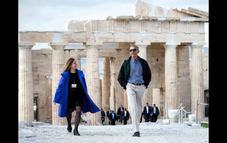 Obama evocó cómo los redactores de la Constitución de su país se inspiraron en los valores de la antigua Grecia. AFP / B. Smialowski