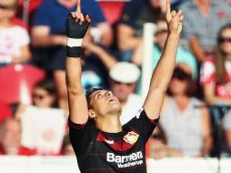 Con el gol ganador, ''Chicharito'' contribuyó a la victoria del Leverkusen por 3-0 ante Wolfsburgo la temporada pasada. TWITTER / @Bundesliga_es