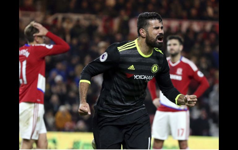 Diego Costa celebra su gol, el único del partido, anotado al minuto 41. AP / S. Heppell