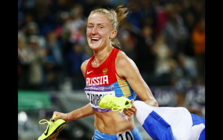 La campeona de la prueba de tres mil metros con obstáculos, Yuliya Zaripova, es de las que resultaron positivas por dopaje. EFE / ARCHIVO