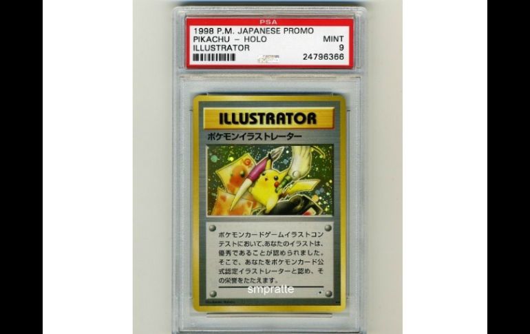 La primera carta 'Pikachu Ilustrador', fue vendida por aproximadamente 23 mil dólares en el 2000. ESPECIAL / www.ebay.com