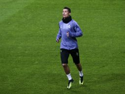 Cristiano Ronaldo durante un entrenamiento en Lisboa antes de su partido ante el Sporting. EFE / A. Cotrim