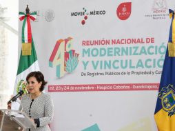 Robles estuvo en Guadalajara para la 4ta Reunión Nacional de Modernización y Vinculación de Registros Públicos. TWITTER / @Rosario_Robles_