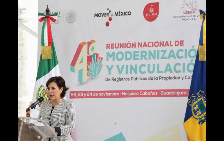 Robles estuvo en Guadalajara para la 4ta Reunión Nacional de Modernización y Vinculación de Registros Públicos. TWITTER / @Rosario_Robles_